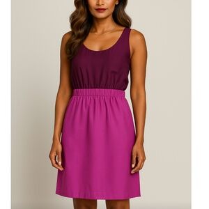 J.Crew Silk Colorblock Purple & Fuchsia Sleeveless Short Dress Size 2